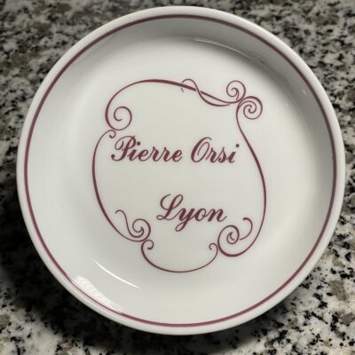 Pierre Orsi Lyon - Reklame-Ascher des einstigen Zwei-Sterne-Restaurants (Hutschenreuther Porzellan)