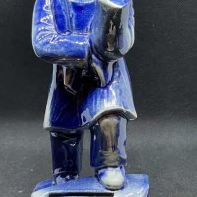 Stadtsparkasse Remscheid 1841-1966: Seltene Spardose aus blau glasierter Keramik