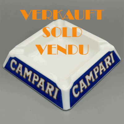 Campari - Reklame-Ascher aus der Zeit um 1960, bedrucktes Opalglas, Frankreich