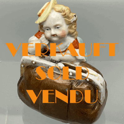 Verträumtes Mädchen - Seltene Spardose von Ernst Bohne & Söhne, Rudolstadt, Thür. um 1910