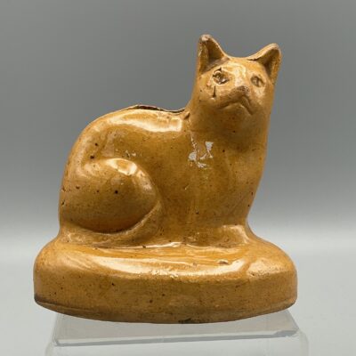 Antike Figur einer Katze, keramische Spardose, 19. Jahrhundert, verm. Nully (Haute Marne, Frankreich)