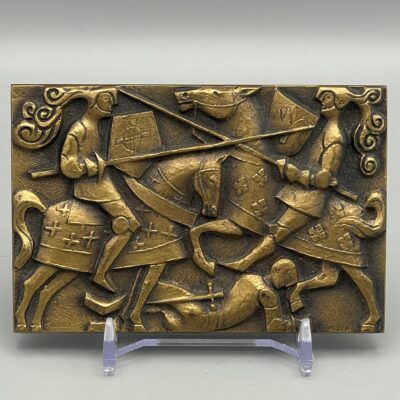 Bronze-Plakette (Briefbeschwerer) mit Ritterturnier - Poulain, Pichard - CRIREP, Metz (Frankreich)