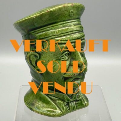 Otto von Bismarck, grün glasierte Keramik-Büste als Spardose, um 1880/90