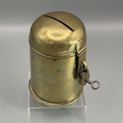 Schwere Spenden-Büchse, Opfer-Dose, Sammelbüchse aus Messing, 19. Jahrhundert