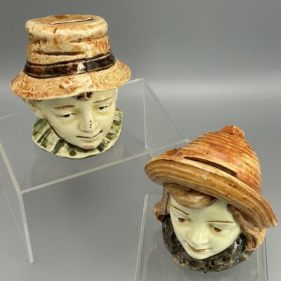 Junge und Mädchen (II) - Antike Figuren, Keramik-Spardosen, Tschechien 1920er Jahre
