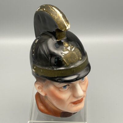 Antike, seltene Spardose - Keramische Figur der Büste eines K.u.K. Dragoners - Um 1900
