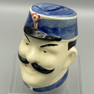 Infanterist-Büste (Dänemark?) um 1900 als Keramik-Spardose, selten!