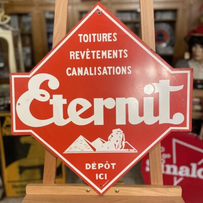 ETERNIT - Französisches 1950er Jahre Blechschild mit Sphinx
