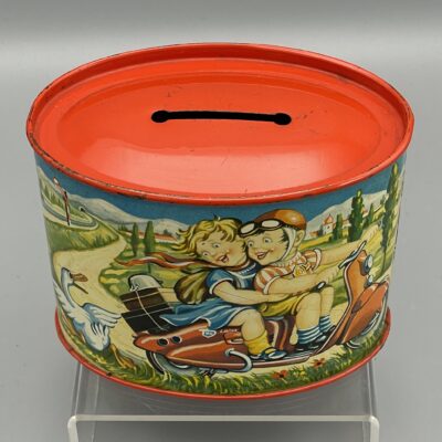 Bunte Spardose aus bedrucktem Blech (I) - Karl Rohrseitz Zirndorf, 1950er Jahre