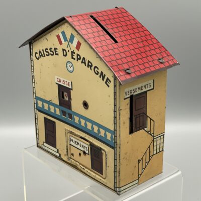 Caisse d'Epargne (Sparkasse) - Mechanische Spardose aus Blech, Gulliver (Lyon, Frankreich), 1940er Jahre