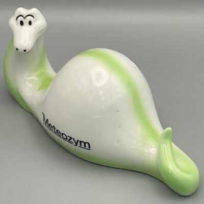 Seltene Reklame-Spardose METEOZYM - Schlange mit dickem Bauch - Lindner, Bavaria, wohl 1970er Jahre