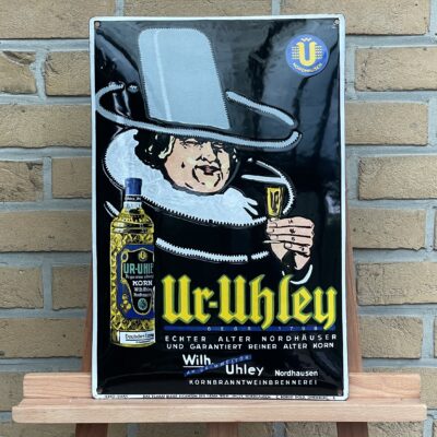 UR-UHLEY - Nordhausen, altes Emailschild, 1930er Jahre. Top-Zustand!