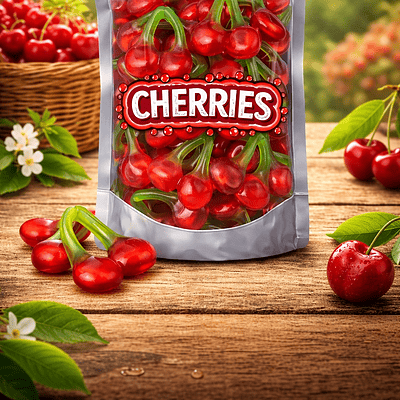 Haribo kersen snoepjes, zachte rode gummy snoepjes in de vorm van kersen met zoete kersensmaak