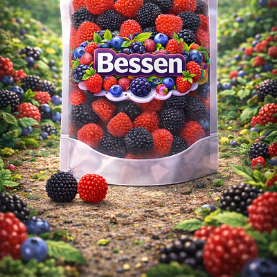 Zachte mini wilde bessen snoepjes van Dulce Plus in de kleuren rood en zwart, bedekt met fijne suiker-sprinkels en een zoete bessen smaak