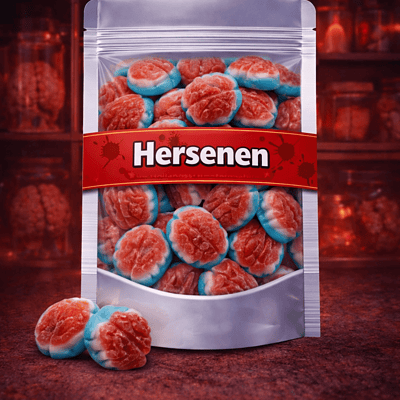 Dulce Plus gevulde hersenen snoep, zachte fruitgum hersen snoepjes met vloeibare vulling, Dulce Plus Brains snoep, realistische hersenen fruitgum
