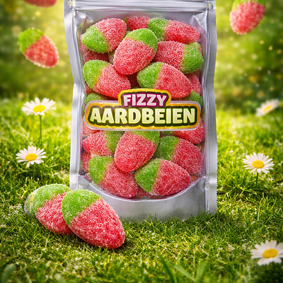 Jake zoetzure aardbei snoepjes, zachte gummy snoepjes met zoet-zure aardbeiensmaak