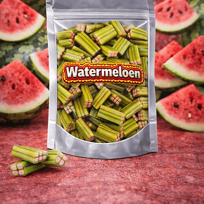 Watermeloen stenen snoep van Dulce Plus, snoepjes met watermeloen smaak in de vorm van stenen