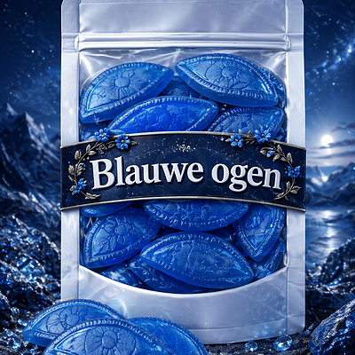 Blauwe ogen snoepjes van Frisia, zachte blauwe oogvorm snoep met zoete bosbessensmaak