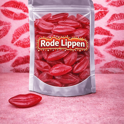 Rode lippen snoep van frisia, met aardbei smaak ook wel red hot lips genoemd. Snoepjes in vorm van rode lippen