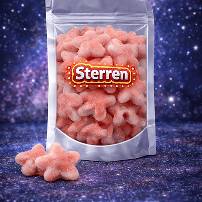 Gesuikerde roze sterren snoep met twist erin van Dulce Plus