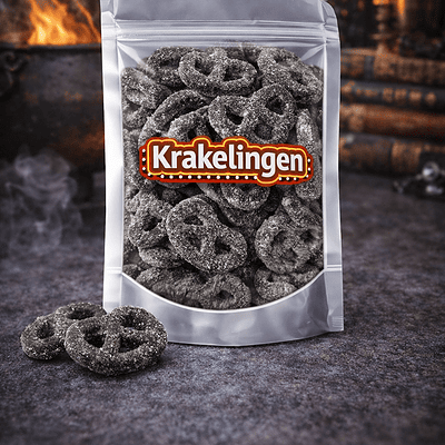 Gezouten drop krakelingen van Haribo, drop met een zout laagje eroverheen in de vorm van een krakeling