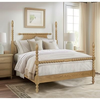 Madison Park Signature Beckett Turned Wood Spindle Bed in Natural, Queen MPS115-0304
