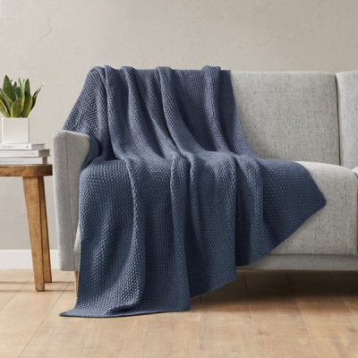 INK+IVY Bree Knit Throw in Indigo, 50x60" II50-1145