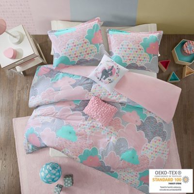 Urban Habitat Kids Cloud Cotton Printed Duvet Cover Set in Pink, Twin UHK12-0054