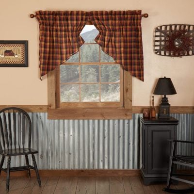 Heritage Farms Primitive Check Prairie Swag Set of 2 36x36x18