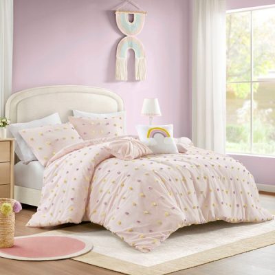 Urban Habitat Kids Callie Cotton Jacquard Pom Pom Comforter Set in Pink Multi, Full/Queen UHK10-0235