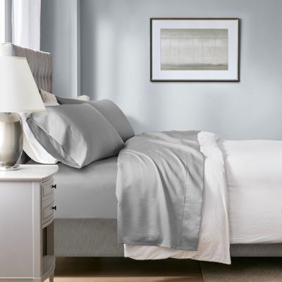 Madison Park 1000 Thread Count HeiQ Smart Temperature Cotton Blend 4 PC Sheet Set in Grey, Queen MP20-8924