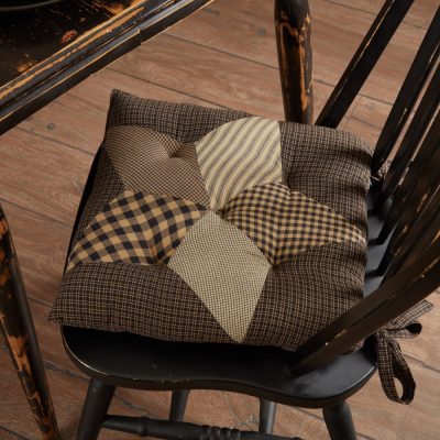 Farmhouse Star Primitive Country Check Patchwork Chair Pad 14x14 - VHC Brands