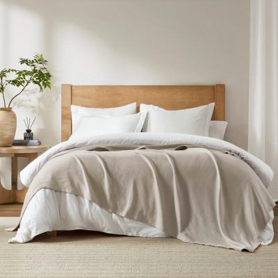 Madison Park Liquid Cotton Blanket in Beige, Twin MP51-8655