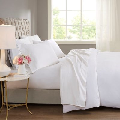 Beautyrest 600 Thread Count Cooling Cotton Blend 4 PC Sheet Set in White, Queen BR20-0987