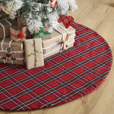 Red and Black Tartan Plaid Tree Skirt 48