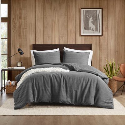 Woolrich Mckenzie Cotton Twill Washed Duvet Set in Grey, King/Cal King WR12-4032