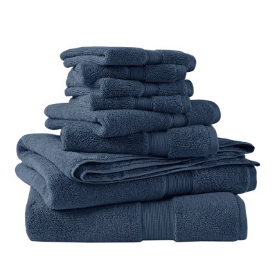Madison Park Signature 800GSM 100% Cotton 8 Piece Towel Set in Slate Blue, 8-Piece MPS73-199