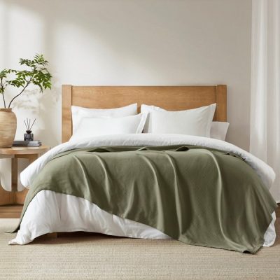 Madison Park Liquid Cotton Blanket in Olive Green, King MP51-8654