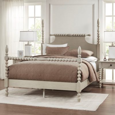 Madison Park Signature Beckett Turned Wood Spindle Bed in Antique Cream, Queen MPS115-0287U2