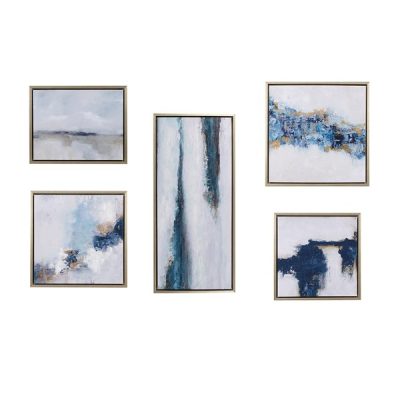 INK+IVY Blue Drift Abstract 5-piece Gallery Framed Canvas Wall Art Set, Set of 5 MT95C-0036A