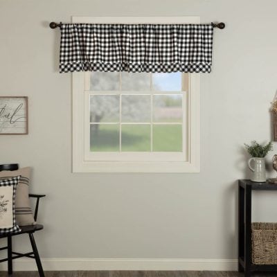 Vintage Check Black Valance 16Lx72W