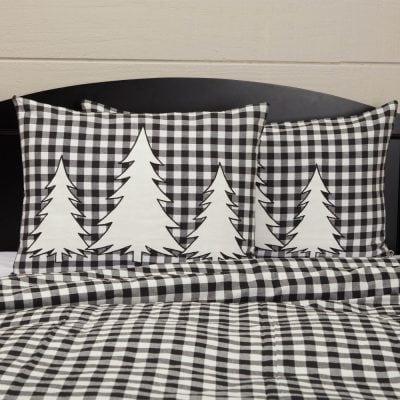 Vintage Check Black Tree Standard Sham 27Lx21W