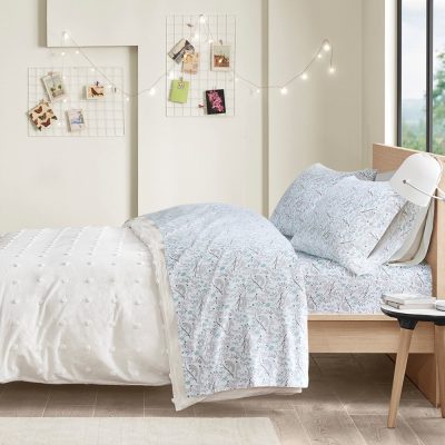 Intelligent Design Cozy Soft Cotton Flannel Printed Sheet Set in Grey Sloths, Twin XL ID20-2045