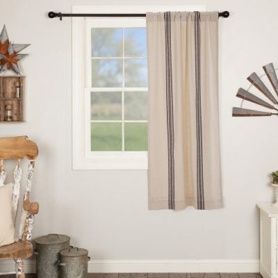 Market Place Gray Grain Sack Stripe Blackout Short Panel 63Lx40W