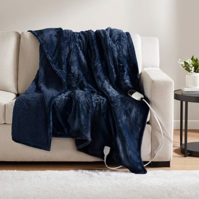 Beautyrest Heated Microlight to Berber Throw in Indigo, 60x70" BR54-0663N