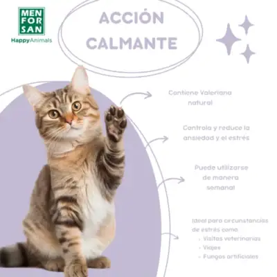 Men For San Pipetas Calmantes para Gatos 2 unidades contiene valeriana, una planta con propiedades calmantes y relajantes que reduce los problemas de comportamiento no deseados en gatos de una forma natural y muy efectiva.
