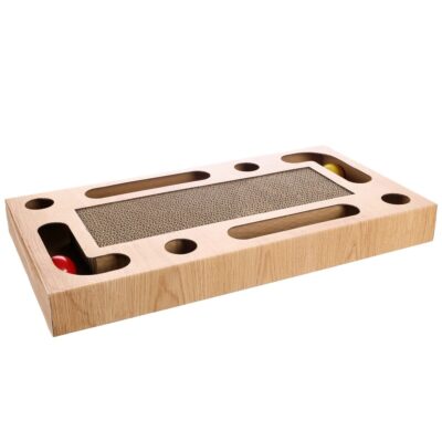 Rascador Interactivo de Cartón con Catnip y 2 Pelotas Cascabel