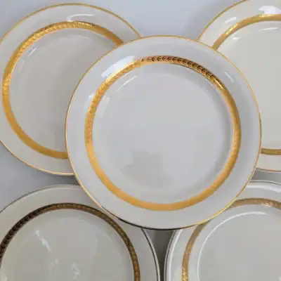 Assiettes à dessert Villeroy et Boch blanches et dorées