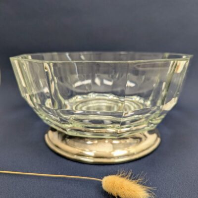 Coupe en cristal et métal argenté Art Déco vintage Italie - Villa Brieg