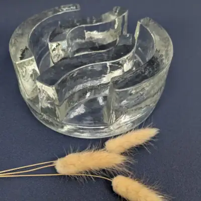 Bougeoir photophore en cristal épais signé L. Stövchen design allemand années 70 vintage